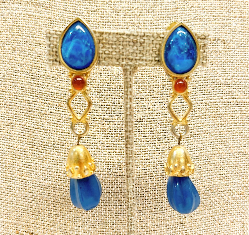 80’s signed Leslie Block clip on earrings.