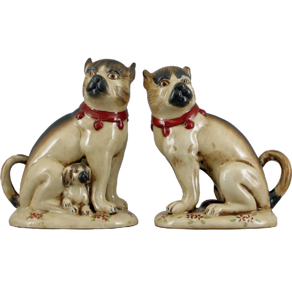 Pair of porcelain pugs