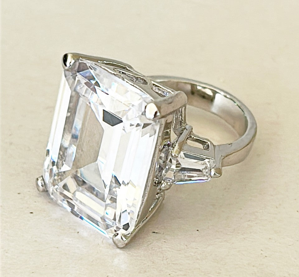 Fabulous extra large faux diamond ring signed by KJL