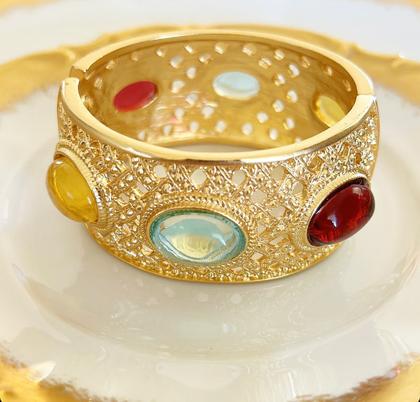Large hinged clamper style statement bracelet