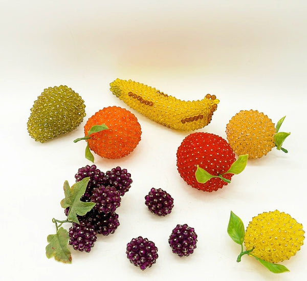 1960s hand made beaded decorative fruit collection.