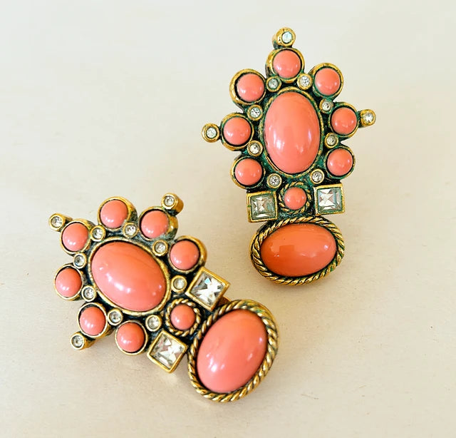 Rare classic signed 80s Elizabeth Taylor cloud on earrings.