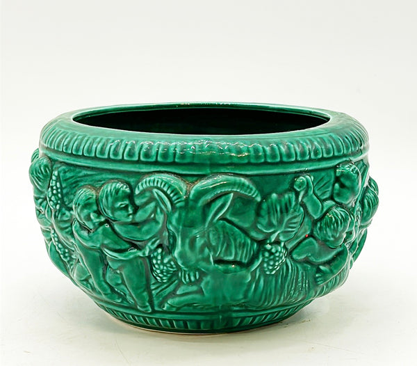 Vintage emerald green color decorative planter.