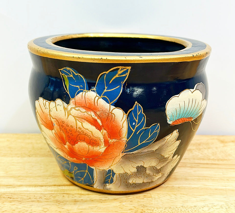 80s mini sized chinoiserie style decorative planter.