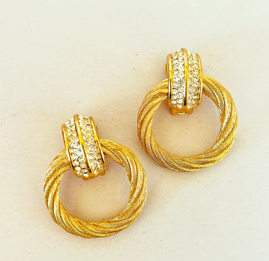 Classic vintage 1980s extra large statement Christian Dior signed clip on earrings.