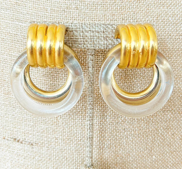80’s large clip on statement door knocker style earrings.
