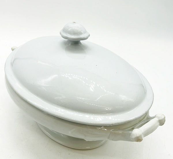 Antique oval tureen with handles and top ironstone ware signed by Mellor Taylor Co