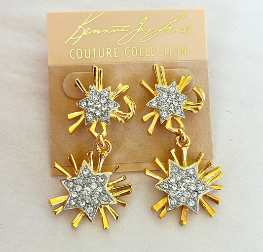 Glamours modern pierced earrings signed by Kenneth Lane