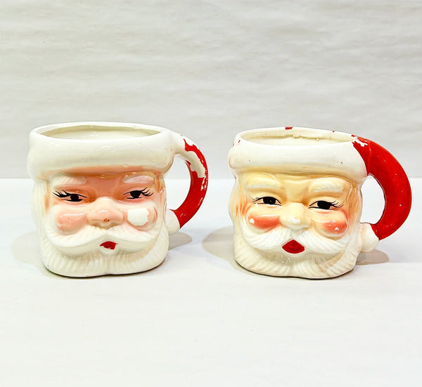 Set of 2 vintage 1950s Santa mugs