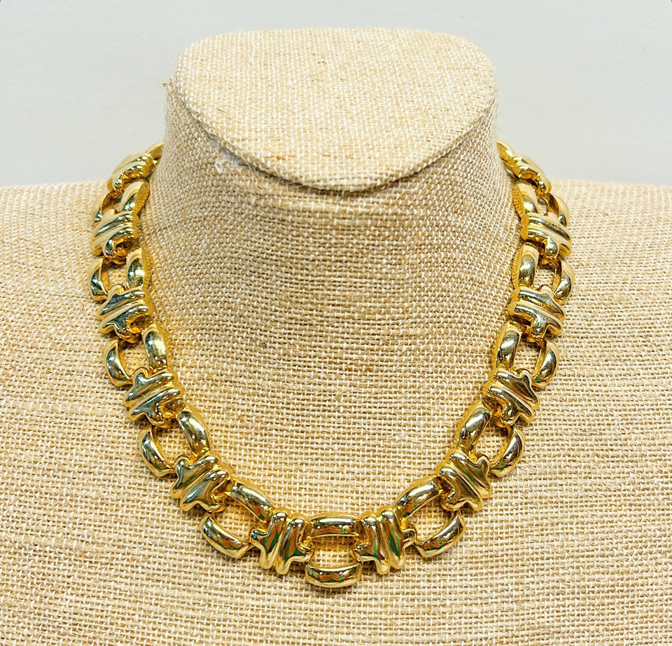 1980’s gold thick link couture necklace.