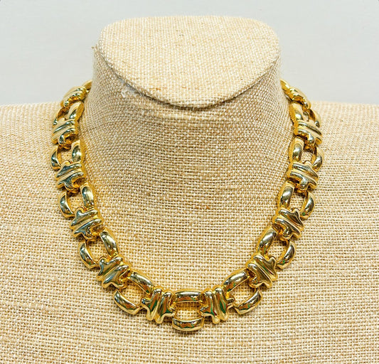 1980’s gold thick link couture necklace.