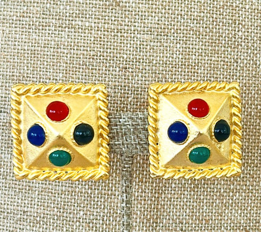 Couture style designer vintage clip on earrings from the late 80s.