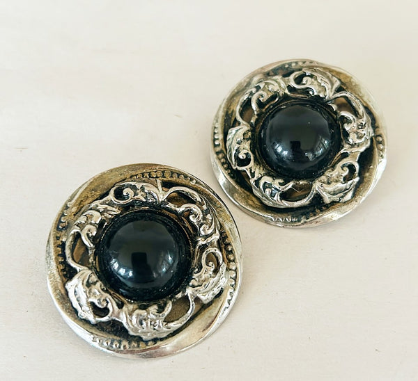 Large clip on statement earrings from the 1980s.