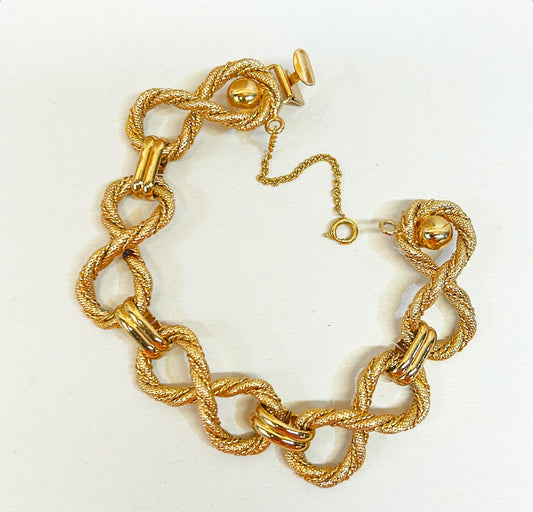 Vintage Napier thick chunky twisted rope style link bracelet.