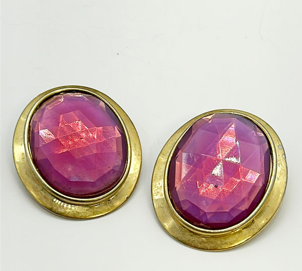 Extra large vintage 80s clip on oval earrings.