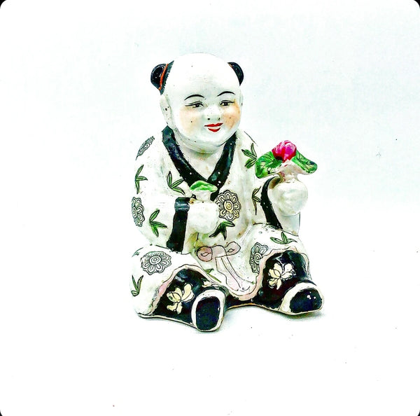 Chinoiserie Figurine Holding a Rose