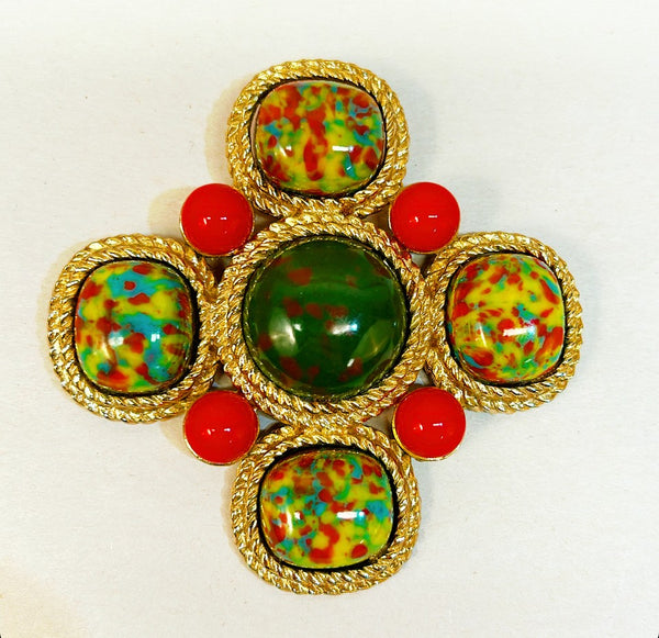 Extra large vintage 1970s Maltese style statement brooch