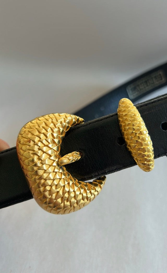 Vintage 1980’s - Karen Callen stamped fashion designer belt / belt buckle
