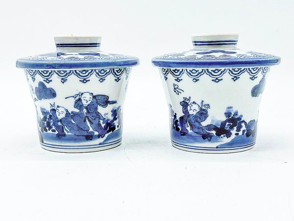 Blue and White Chinoiserie Motif Containers