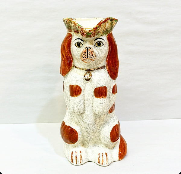 Vintage Fitz &amp; Floyd signed Staffordshire pup pitcher