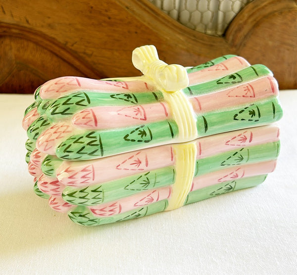 Beautiful pink &amp; green vintage 1994 stamped asparagus decorative trunk box
