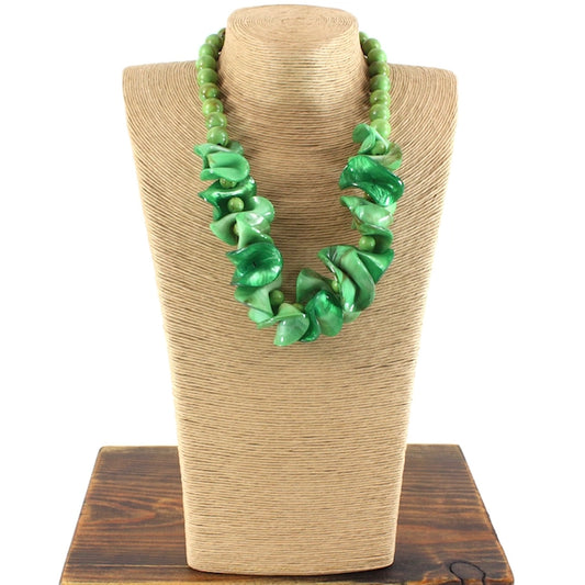 Swirl Petal Polyresin Beaded Statement Necklace