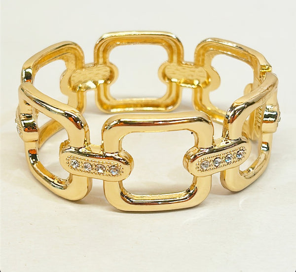 Large thick statement hinged camper style bracelet.