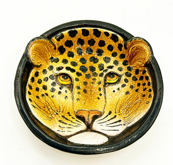 Mid century Italy stamped leopard decorative dish.