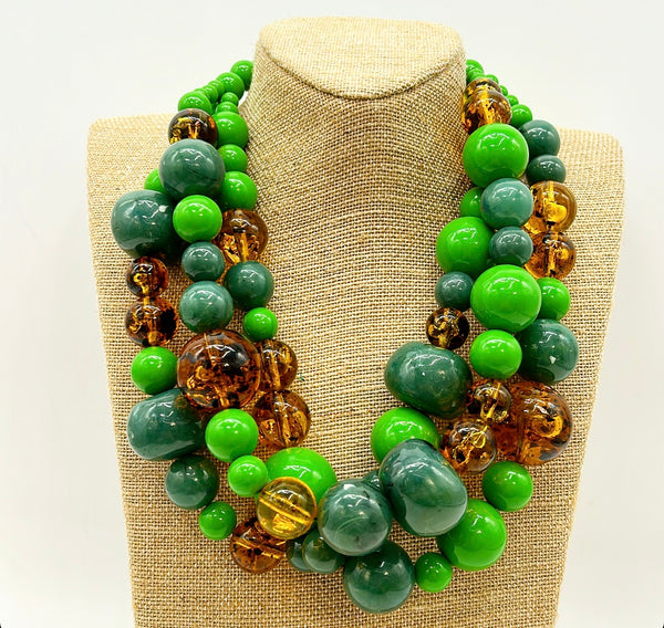 Italian vintage multi strand chunky statement necklace