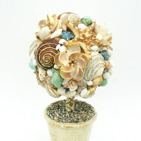 Blue Jeweled Seashell Topiary