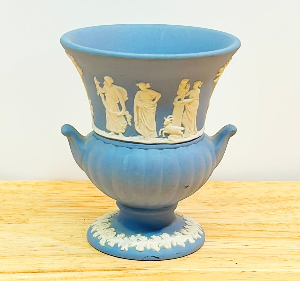 Classic vintage signed Wedgwood mini blue vase