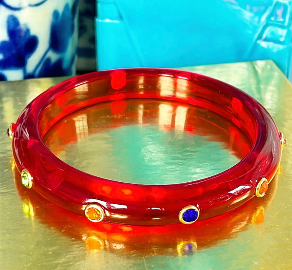 Fabulous red acrylic, designer style bracelet – rare design.