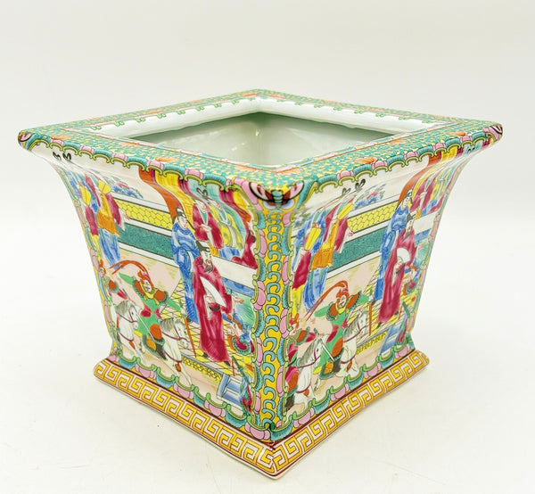 Classic square rose medallion style cachepot.