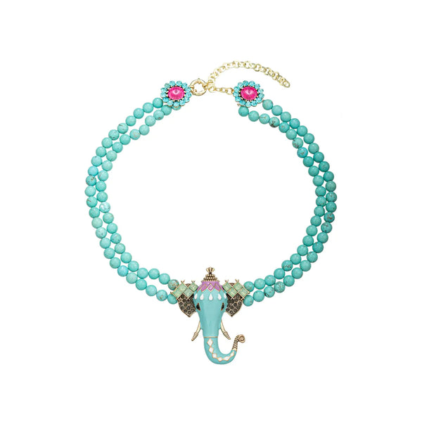 Turquoise Stone Elephant Necklace