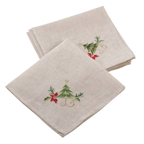 Embroidered Christmas Napkin - Set of 8 - 20 Inches