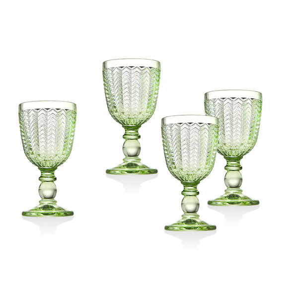 Twill Green Goblets - Set of 4