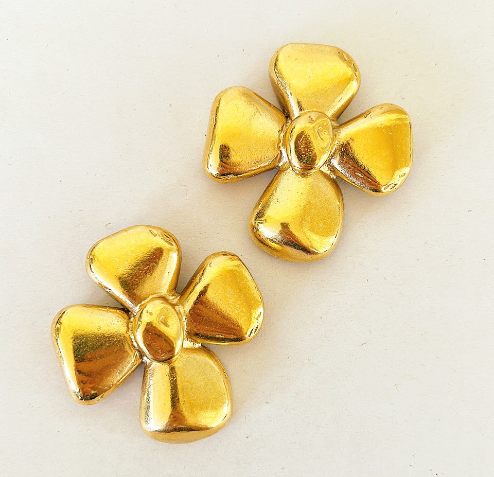 1980s signed YSL Yves Saint Laurent extra large statement clip on earrings.
