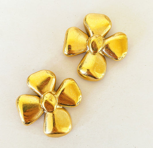 1980s signed YSL Yves Saint Laurent extra large statement clip on earrings.