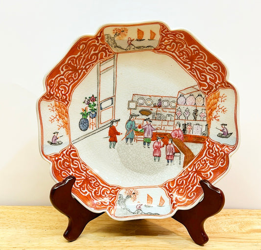 80s vintage Chinese export decorative plate.