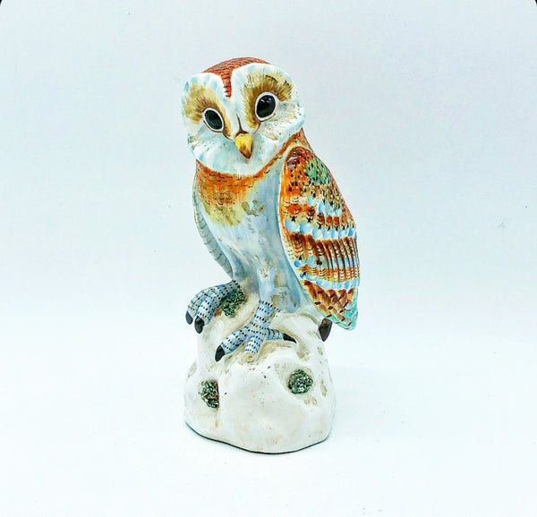 VINTAGE MOTTAHEDEH PORCELAIN OWL FIGURE