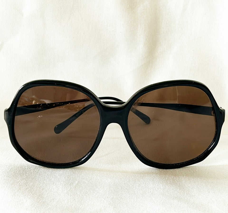 Fabulous 80s Anne Klein black designer large scale sunglasses.