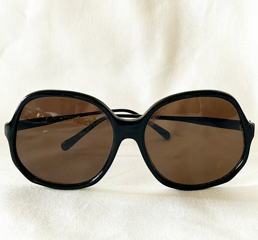 Fabulous 80s Anne Klein black designer large scale sunglasses.
