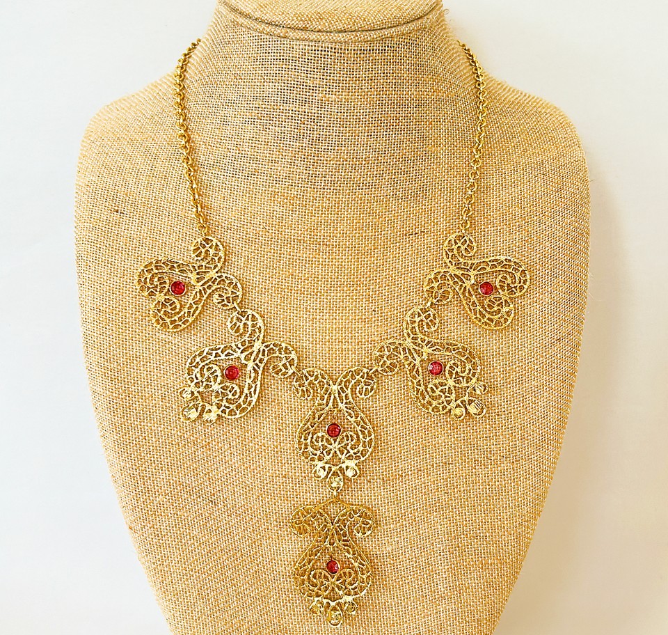 Rare vintage signed Loulou de la Falaise couture statement necklace