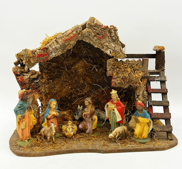 Larger size vintage 70s Christmas manger made in Italy.