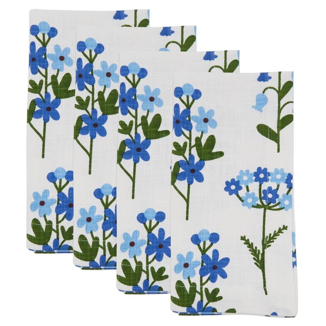 Blue Floral Pure Cotton 20" Dinner Napkin - Set of 4