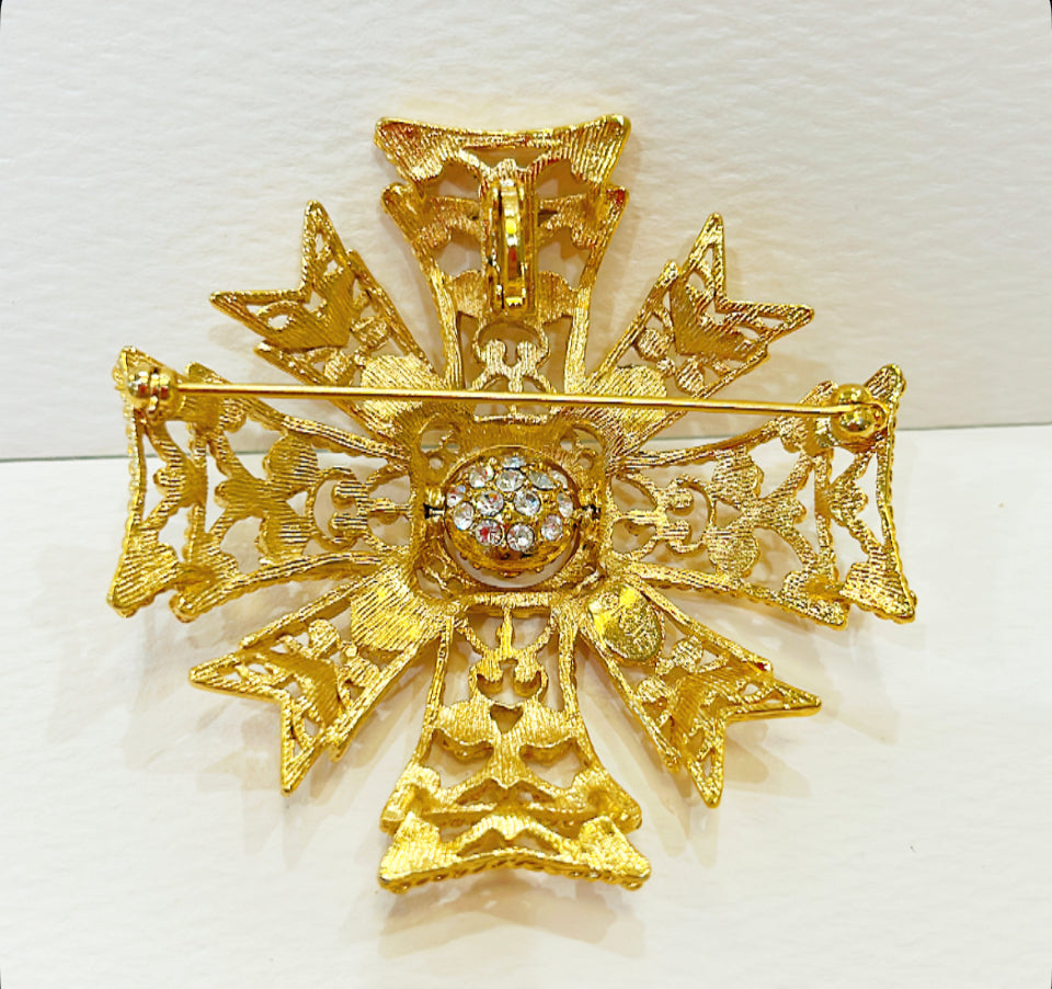 Vintage signed KJL brooch / pendant combo.