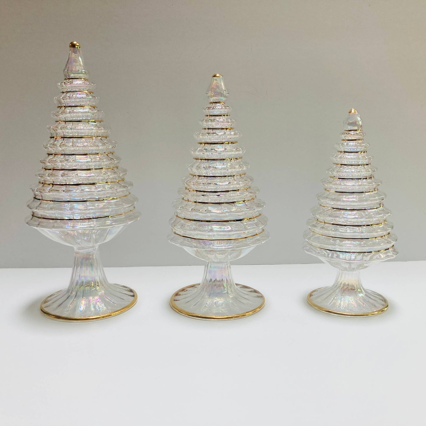 Blown Glass Tabletop Christmas Tree - White Spruce: Medium