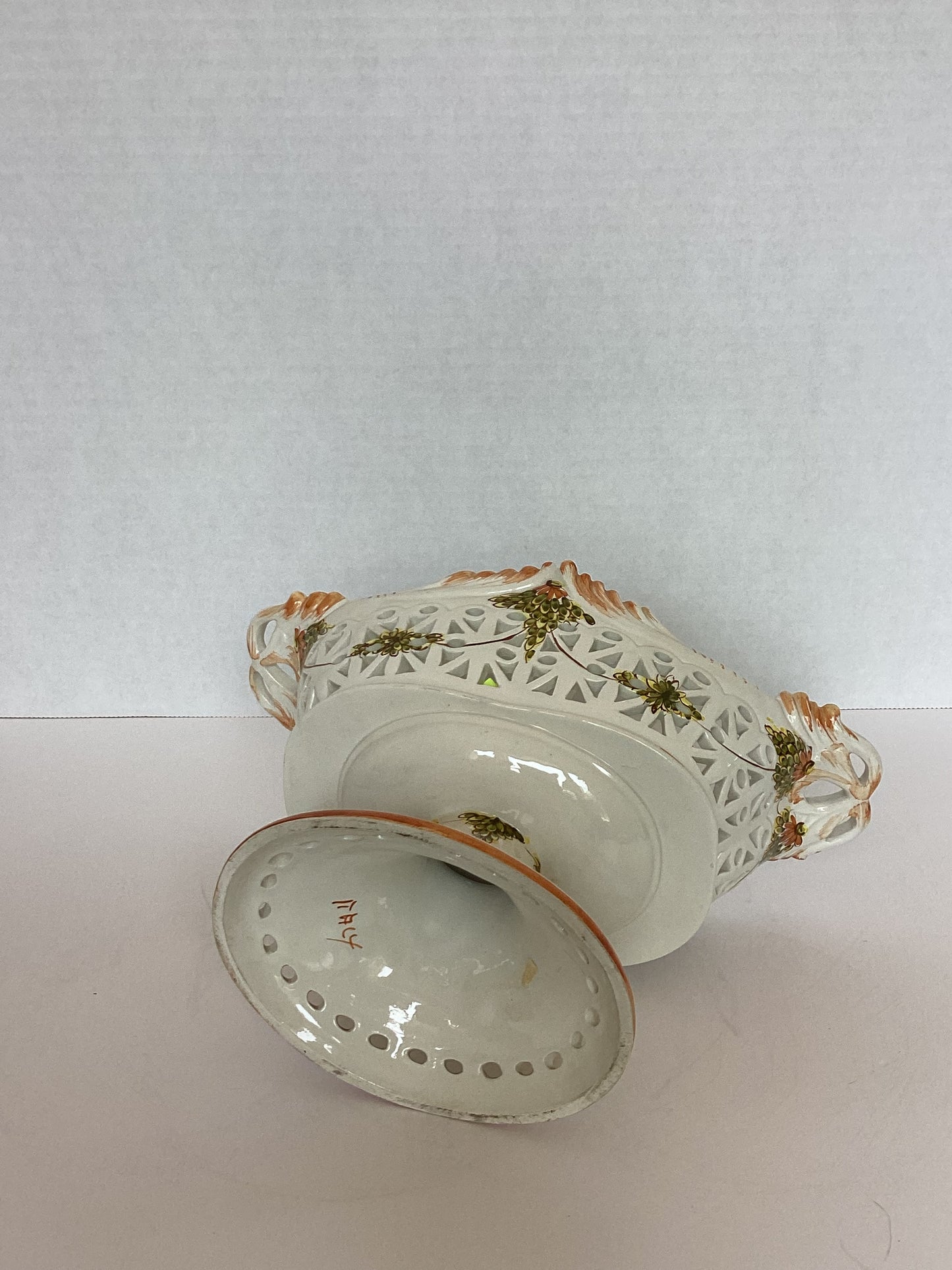 Italian Majolica Reticulated Compote