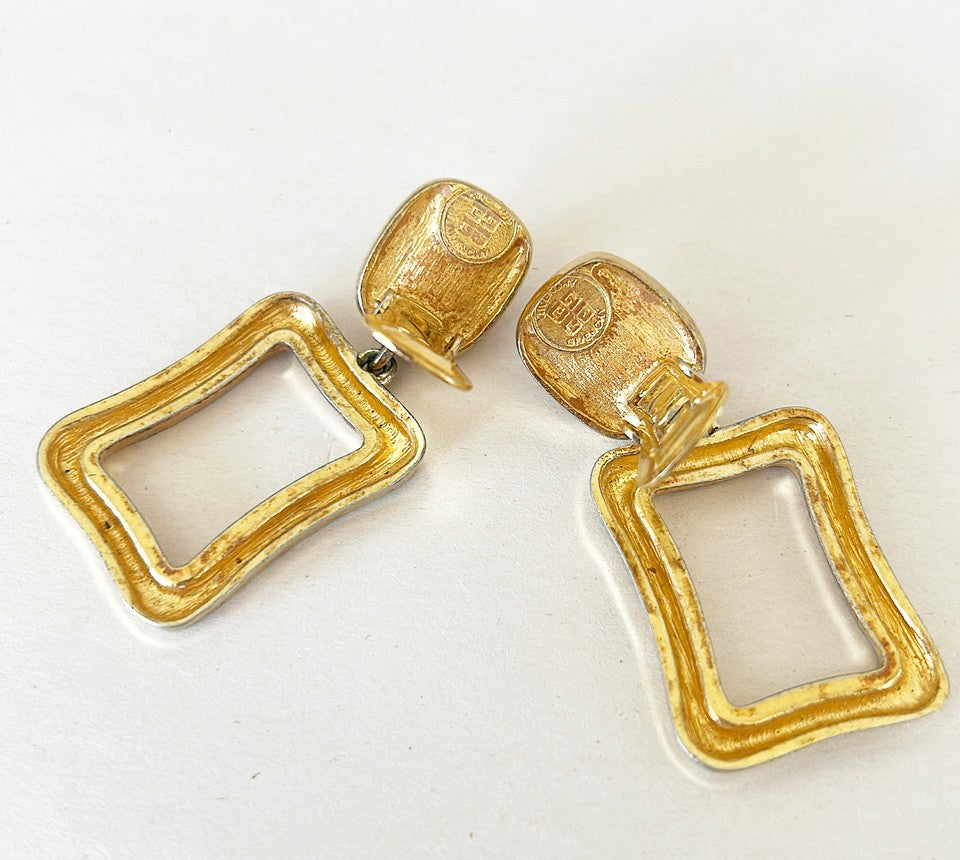 Rare vintage 80s signed Givenchy clip on statement earrings.