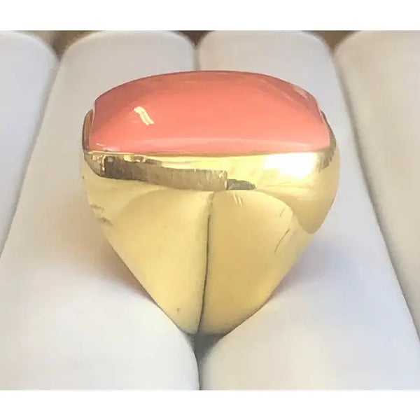 Large square cabochon resin Gold Designer Mirror polished gold Ring.